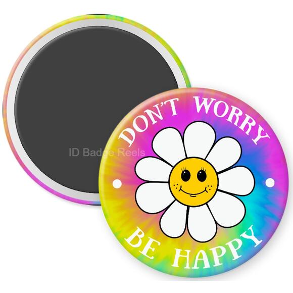 Don't Worry Be Happy Daisy 2.25" Home Kitchen Magnet * Positive * 3/$12 - Picture 1 of 3
